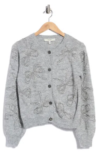 Joie Bow Detail Embellished Cardigan In Gray