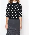 Joie Brettina B Polka Dot Wool Crew Neck Sweater In Black, White In Multi