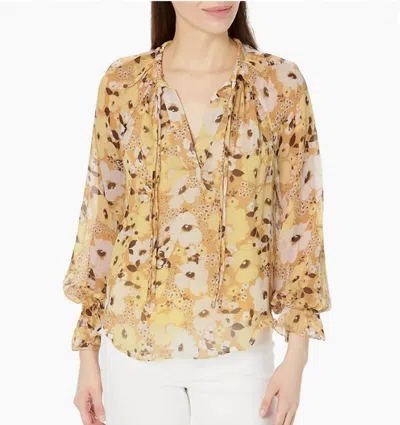 Joie Brigatta Long Sleeve Floral Blouse In Amber Gold