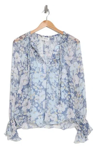Joie Brigitta Floral Silk Blouse In Nightshadow Blue Multi