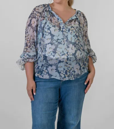 Joie Brigitta Long Sleeve Silk Top In Nightshadow In Multi