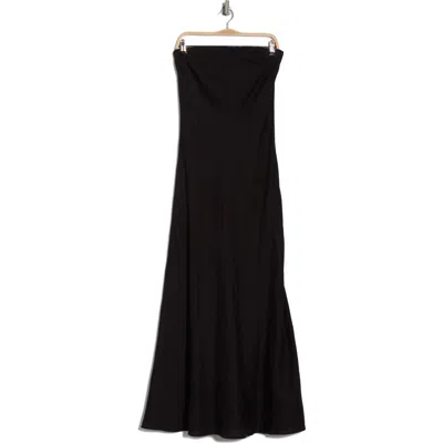 Joie Brynne Strapless Linen Maxi Dress In Caviar