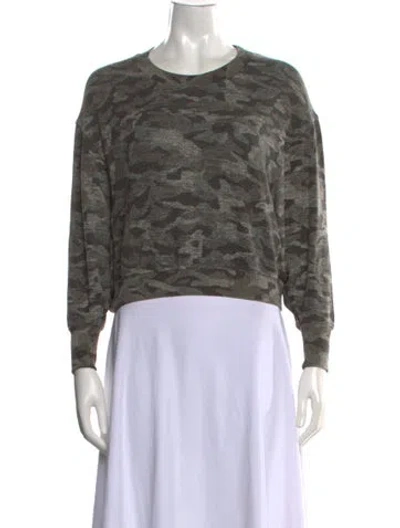 Pre-owned Joie Camouflage Print Crew Neck Sweater In Green