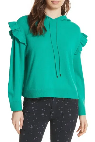 Joie Cashmere & Wool Ruffle Hooded Sweater In Green