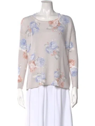 Pre-owned Joie Cashmere Floral Print Sweater In Neutral