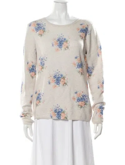 Pre-owned Joie Cashmere Floral Print Sweater In Neutral