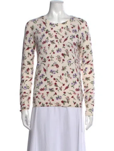 Pre-owned Joie Cashmere Floral Print Sweater In Neutrals