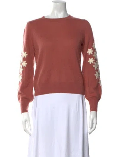 Pre-owned Joie Cashmere Floral Print Sweater In Orange