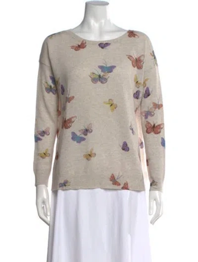 Pre-owned Joie Cashmere Graphic Print Sweater In Grey