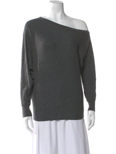 Pre-owned Joie Cashmere Off-the-shoulder Sweater In Gray