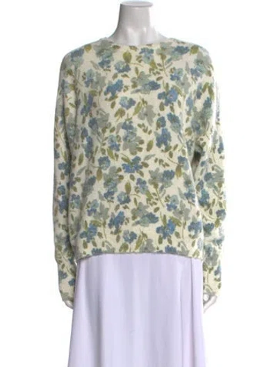 Pre-owned Joie Cashmere Printed Sweater In Green