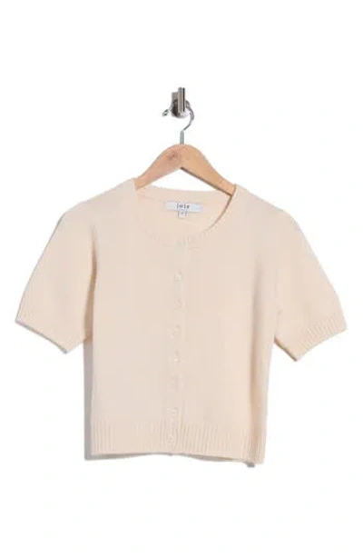 Joie Cashmere Short-sleeve Crewneck Cardigan In Sand