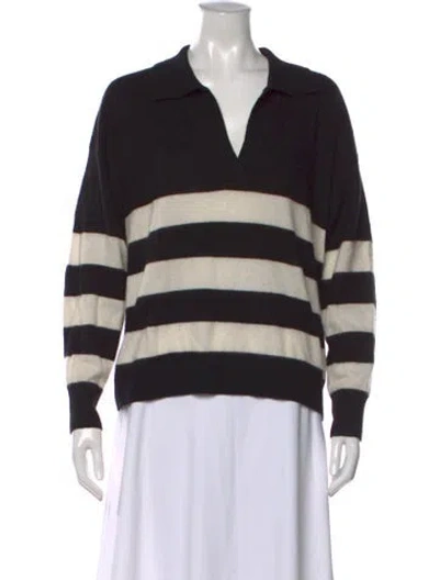 Pre-owned Joie Cashmere Striped Sweater In Black