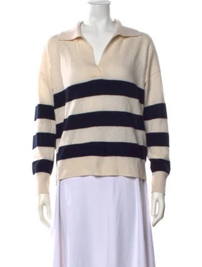 Pre-owned Joie Cashmere Striped Sweater In Grey/neutrals