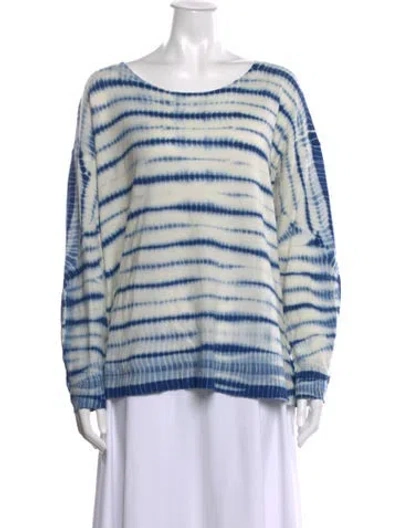 Pre-owned Joie Cashmere Tie-dye Print Sweater In Blue