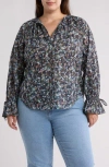 Joie Cecarina Printed Blouse In Navy Blazer Multi