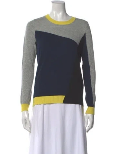 Pre-owned Joie Colorblock Pattern Crew Neck Sweater In Blue