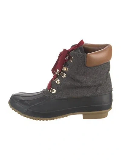 Pre-owned Joie Colorblock Pattern Leather Trim Embellishment Lace-up Boots