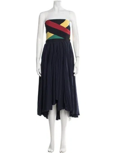 Pre-owned Joie Colorblock Pattern Midi Length Dress In Blue