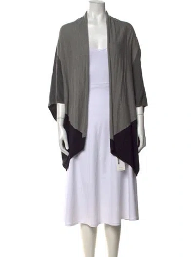 Pre-owned Joie Colorblock Pattern Open Front Sweater In Grey