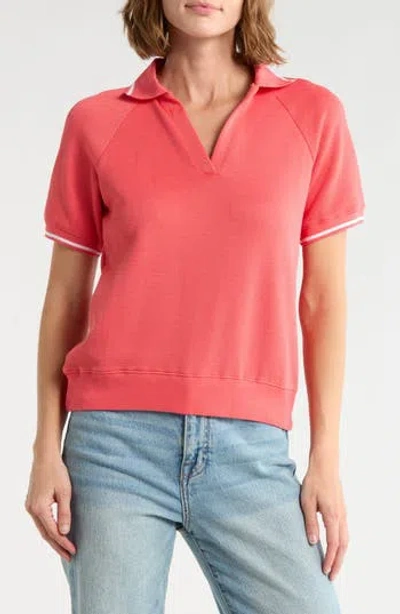 Joie Contrast Stripe Polo In Red