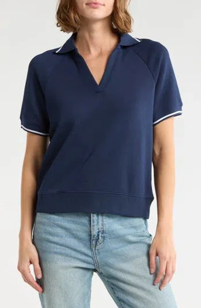 Joie Contrast Stripe Polo In Blue