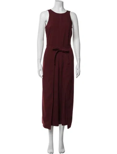 Pre-owned Joie Crew Neck Jumpsuit In Burgundy