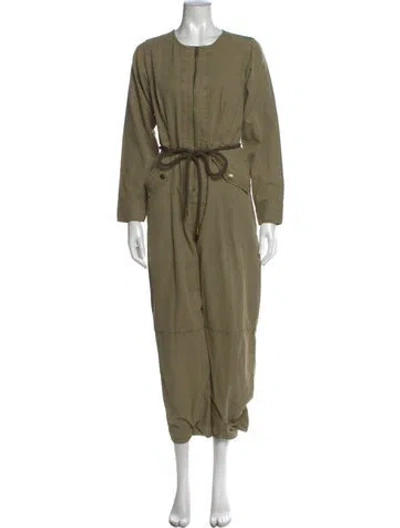Pre-owned Joie Crew Neck Jumpsuit In Green