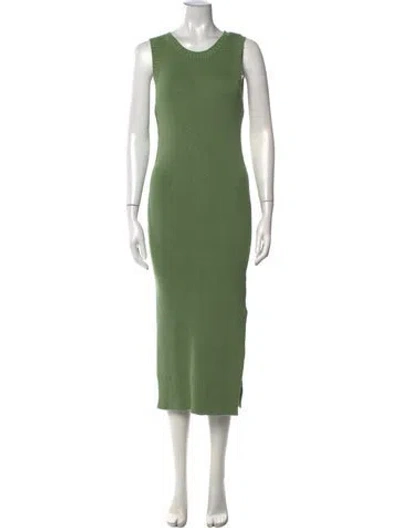 Pre-owned Joie Crew Neck Midi Length Dress In Green