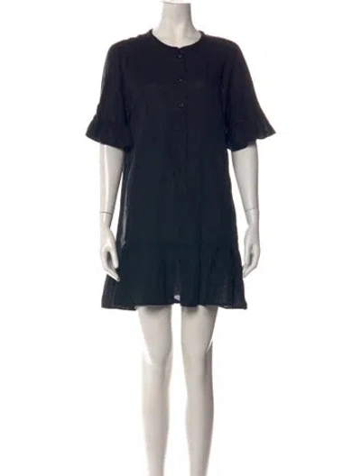 Pre-owned Joie Crew Neck Mini Dress In Black
