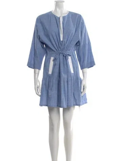 Pre-owned Joie Crew Neck Mini Dress In Blue