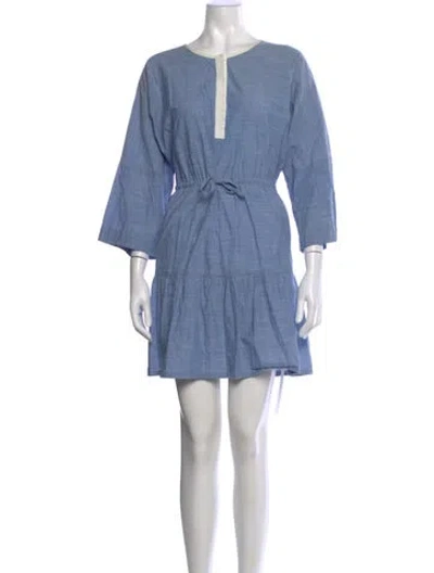 Pre-owned Joie Crew Neck Mini Dress In Blue