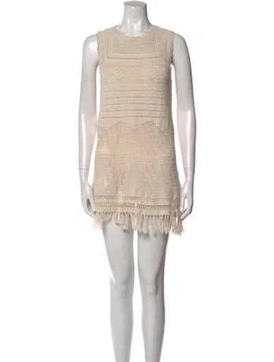 Pre-owned Joie Crew Neck Mini Dress In Neutral