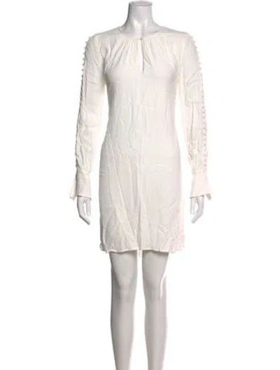 Pre-owned Joie Crew Neck Mini Dress In White
