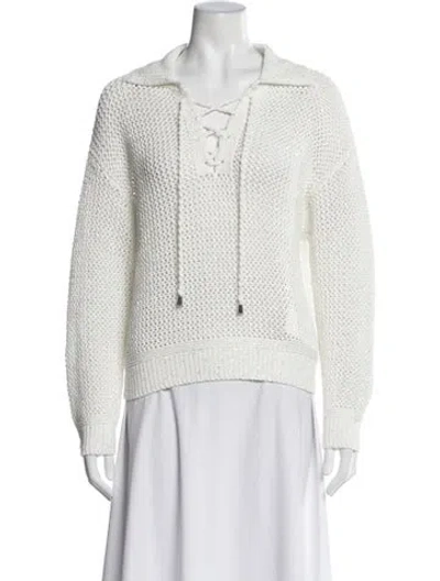 Pre-owned Joie Crew Neck Sweater In White