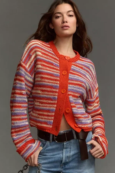 Joie Crochet Cardigan Sweater In Orange