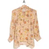 Joie Daisy Floral Long Sleeve Silk Top In Apricot Buff Multi