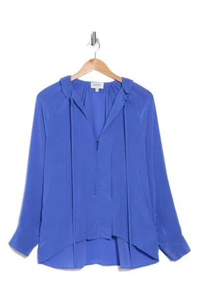 Joie Daisy Tie Neck Silk Top In Deep Ultramarine