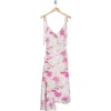 Joie Dami Tie Strap Asymmetric Hem Midi Dress In Fuchsia Red Multi