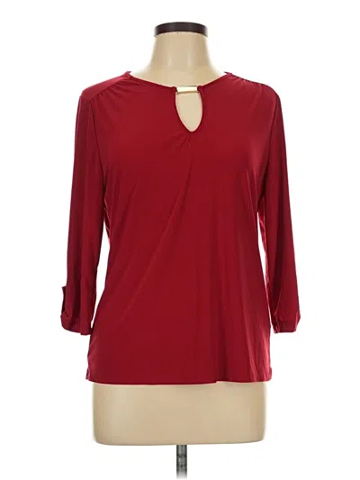 Pre-owned Joie De Vivre 3/4 Sleeve Top Burgundy Keyhole Neckline Tops
