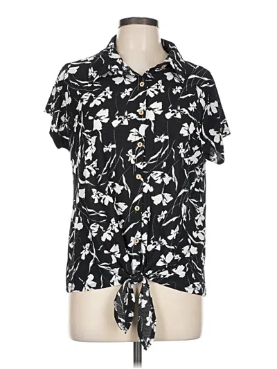 Pre-owned Joie De Vivre Short Sleeve Blouse In Black