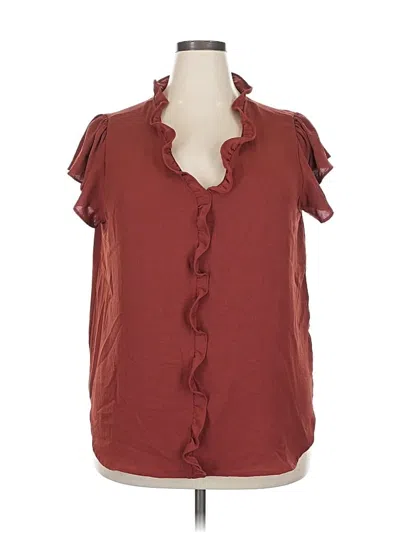 Pre-owned Joie De Vivre Short Sleeve Blouse In Burgundy