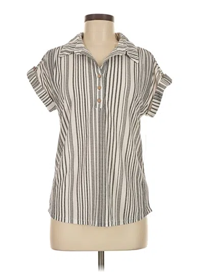 Joie De Vivre Short Sleeve Blouse In Gray