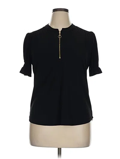Pre-owned Joie De Vivre Short Sleeve Top Black Keyhole Neckline Tops