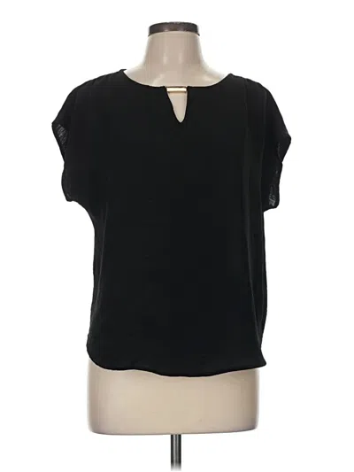 Pre-owned Joie De Vivre Short Sleeve Top Black Keyhole Neckline Tops