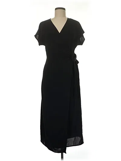 Pre-owned Joie De Vivre Short Sleeve Top Black Plunge Neckline Tops