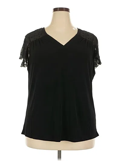 Pre-owned Joie De Vivre Short Sleeve Top Black V-neck Tops