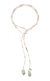 Joie Digiovanni 14k Yellow Gold Aquamarine; Pink Opal Diamond Necklace In Metallic