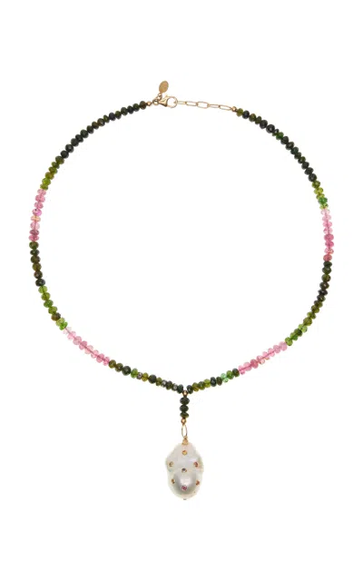 Joie Digiovanni 14k Yellow Gold Tourmaline Sapphire Pearl Drop Necklace In Multi