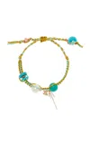 Joie Digiovanni Turquoise Sunrise Rose Gold Butterfly Silk Rocker Bracelet In Blue
